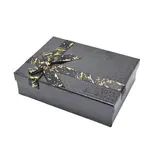 Boîtes cadeaux noires texturées 23x17x6,5cm – ruban or – Paquet de 4