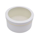 Boîtes rondes blanches liseré or fenêtre 22,5x11cm – Paquet de 2