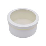Boîtes rondes blanches liseré or fenêtre 24,2x12cm – Paquet de 2