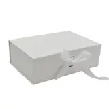 Boites cadeau carton blanches avec ruban 39x28x17,5cm – Paquet de 5