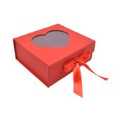 Boites cadeaux carton rouges avec fenêtre cœur et ruban 20x18,2x8cm – Paquet de 5