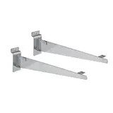 Console simple pour tablette bois ou verre en métal chromé pour panneau rainuré L 30 cm - Gris - La paire