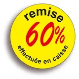 Pastille adhésive 'remise -50%' rond ø 50 mm, Jaune fluo - Sticker promo - Lot de 500