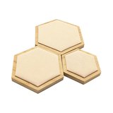 Lot de 3 présentoirs à bijoux en alvéoles bambou / tissu
