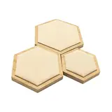 Lot de 3 présentoirs à bijoux en alvéoles bambou / tissu