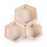 Lot de 3 présentoirs à bijoux bois en alvéoles