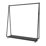 Portant droit fixe noir avec tablette basse - L 150 x P 40 x H 160 cm