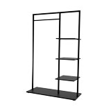 Portant fixe noir avec étagère - L 100 x P 40 x H 155 cm