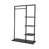 Portant fixe noir avec étagère - L 100 x P 40 x H 155 cm