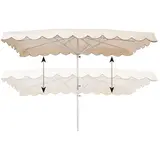 Parasol professionnel de marché télescopique - Parasol forain - Blanc cassé - 400 x 300 cm - armature alu, toile + housse