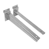 Console pour tablette bois ou verre en métal chromé pour panneau rainuré L 25 cm - Gris - La paire