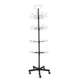 Présentoir tourniquet rotatif métal noir 4 étages 185cm – Support boutique sur roulettes
