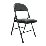 Chaise pliante métal noir rembourrée 46,5 x 47,5 x 79 cm – Chaise pliable réception - Chaise pliante professionnelle
