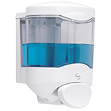 Distributeur savon et gel mural manuel Crystal 450ml blanc