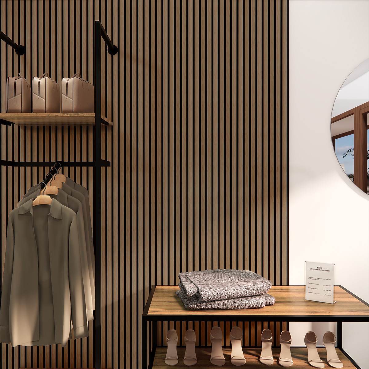 Panneau tasseau acoustique mural MDF chêne foncé 260 × 28 cm - Paquet de 2