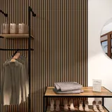 Panneau tasseau acoustique mural MDF chêne foncé 260 × 28 cm - Paquet de 2