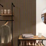 Panneau tasseau acoustique mural MDF chêne foncé 260 × 28 cm - Paquet de 2