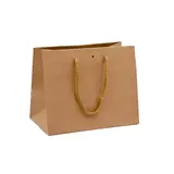 Sacs kraft luxe bruns poignées cordelette 24+14x19,5 cm 170g/m² – Paquet de 10