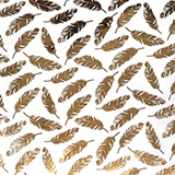 Papier cadeau blanc - Plumes or