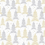 Papier cadeau Arbre de Noël Sapins or/argent/blanc 80 g/m² 70 cm x 50 m papier couché  - Papiers cadeaux de Noël