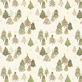 Papier cadeau sapins aquarelle beige/vert/brun 70 cm x 50 m 80 g/m² – Le rouleau