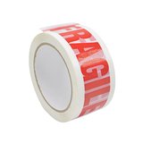 Ruban adhésif FRAGILE 50 mm × 66 m – BOPP 50μ blanc/rouge - Paquet de 6