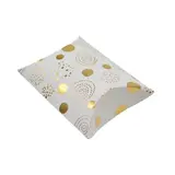 Boîte berlingot blanche motifs dorés 7 x 7 x 3 cm – Paquet de 100