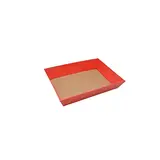 Corbeille carton rectangulaire kraft rouge / brun 27 x 20 x 5 cm – Paquet de 10