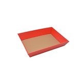 Corbeille rect. carton rouge int. brun 33x20x7.4cm 500g/m² - Corbeilles carton