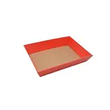 Corbeille carton rectangulaire kraft rouge / brun 33 x 20 x 7,4 cm – Paquet de 10