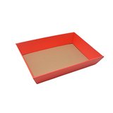 Corbeille rect. carton rouge int. brun 40x30x7.5cm 500g/m² - Corbeilles carton