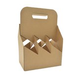 Porte-bouteilles carton brun kraft 6 bières hautes - L 19,5 x P 13 cm - Paquet de 20