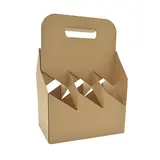 Porte-bouteilles carton brun kraft 6 bières hautes - L 19,5 x P 13 cm - Paquet de 20