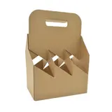 Porte-bouteilles carton brun kraft 6 bières hautes - L 19,5 x P 13 cm - Paquet de 20