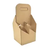 Porte-bouteilles carton kraft 4 bières 33 cl 13 x 13 x 29 cm - Boîte bouteilles de bière - Panier bières - Brun - Lot de 20