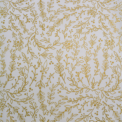 Papier de soie imprimé floral or / blanc 50x70cm 17g/m² – Paquet de 120 feuilles