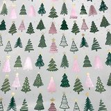 Papier cadeau couché sapins vert/rose 70 cm x 50 m 80 g/m² – le rouleau