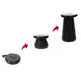 Tabouret télescopique pliant noir plastique Ø25cm H45cm, coussin intégré