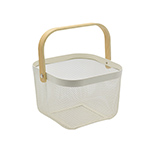 Panier libre-service métal blanc avec poignées bois 8 litres - Paniers libre-service et chariots