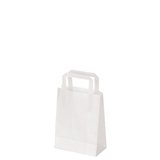 Sac kraft blanc poignées plates – 18 x 8 x 22 cm – Paquet de 250