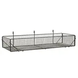 Corbeille fil métal pour grille d’exposition 80 x 26 x 13 cm - Panier fil pour grille - Gris Martelé