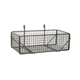 Corbeille fil métal pour grille d’exposition 40 x 20 x 13 cm - Panier fil pour grille - Gris Martelé
