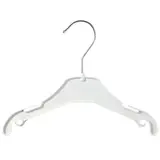 Cintre blanc plastique avec encoches et crochets 25 cm - Cintre pour bébé et enfant - Lot de 100