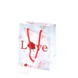 Sac pelliculé mat blanc Love 11 x 6,2 x 13,7 cm 157g/m² - Paquet de 20