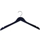 Cintre bois noir avec encoches 44,5 cm - Cintre chemise - Cintre robe - Lot de 3