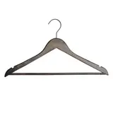 Cintre bois vintage L 45 cm avec encoches et barre pantalon - Bois foncé - Lot de 3