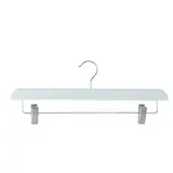Cintre bois blanc avec pinces réglables métal 40 cm - Cintre jupe - Cintre pantalon - Lot de 3