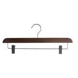 Cintre bois vintage foncé avec pinces réglables métal 40 cm - Cintre jupe - Cintre pantalon - Lot de 3