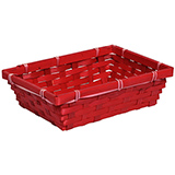 Corbeille bambou rectangulaire rouge 24,5 x 17,5 x 7 cm, paquet de 10