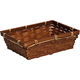 Corbeille bambou rectangulaire marron 24,5 x 17,5 x 7 cm, paquet de 10